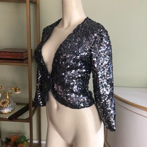 Bebe Sequin Cropped Blazer
